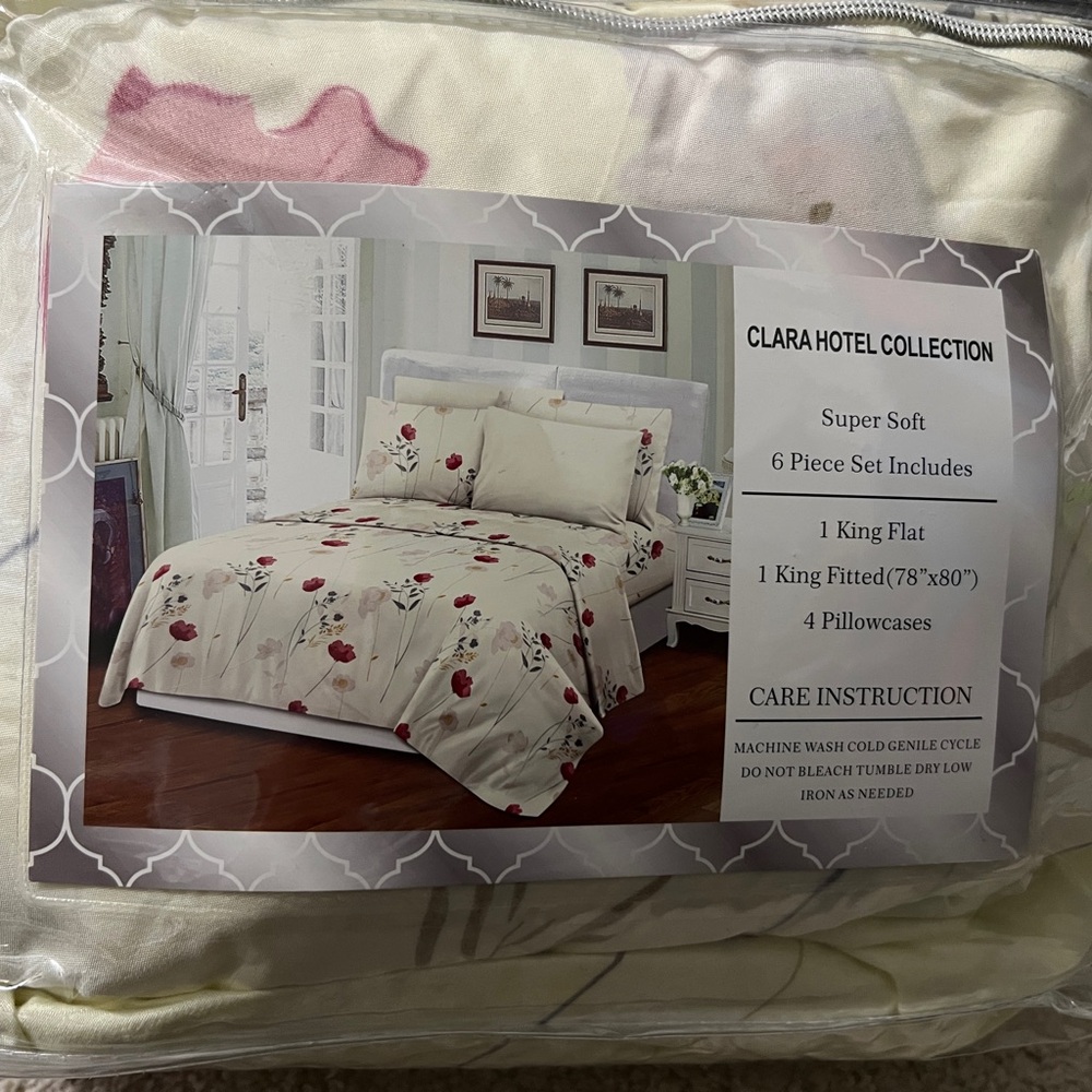 Hotel Collection Floral Bedding Set - Cream and Red